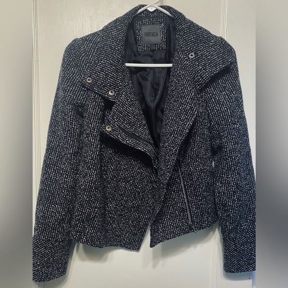 NWOT Retro Forenza Cropped Asymmetrical Zip Charcoal Gray Moto Jacket Women’s XS - Picture 9 of 9